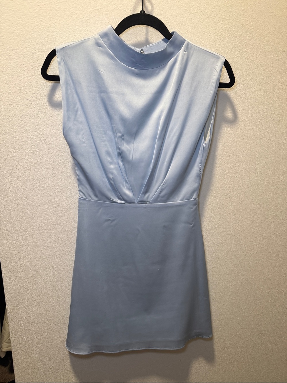 Light Blue Sleeveless Mock-Neck Dress